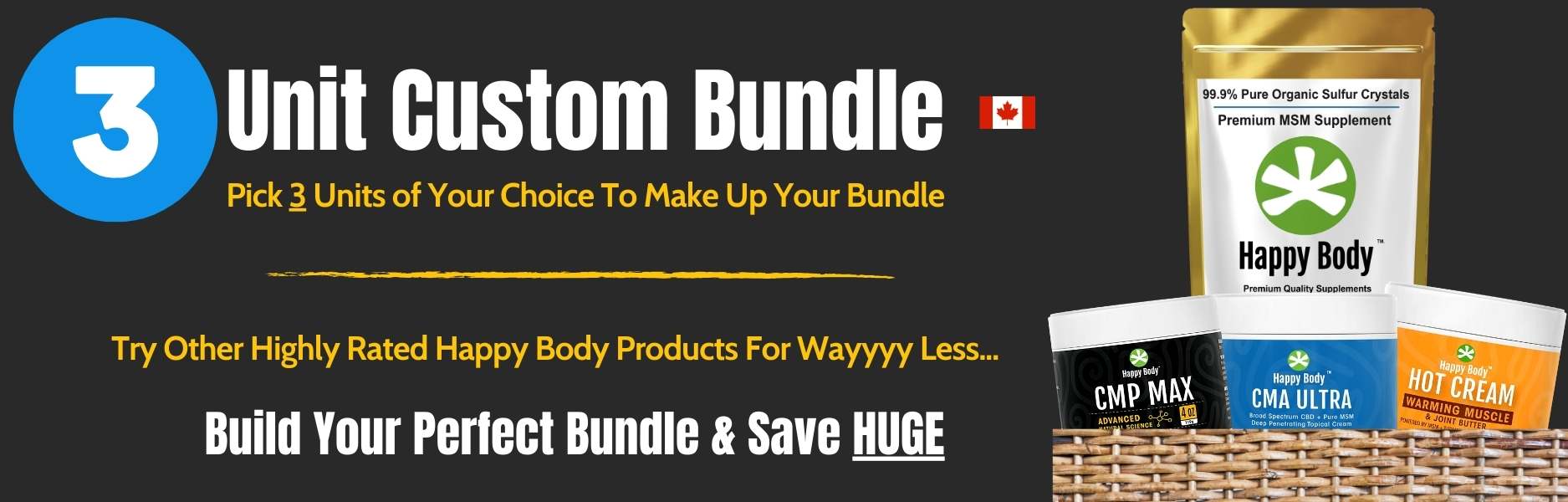 Happy Body 3 Unit Custom Bundles Desktop Hero Aug 2024 - Desk - Canada- 1080x400