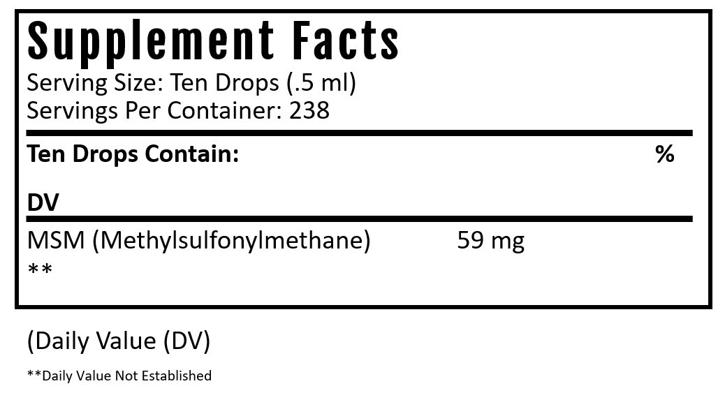 MSM Drops Supplement Facts